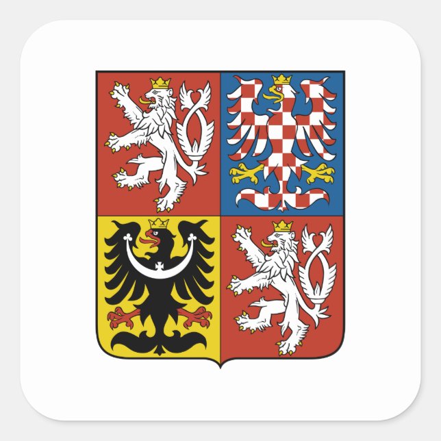 Czech Greater Coat of Arms, Czech Republic Square Sticker (Front)