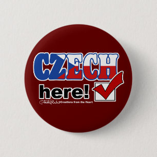 Czech Here (Dark) 6 Cm Round Badge