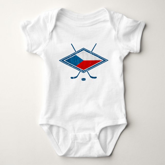 Czech Hockey Flag Logo český Baby Bodysuit (Front)