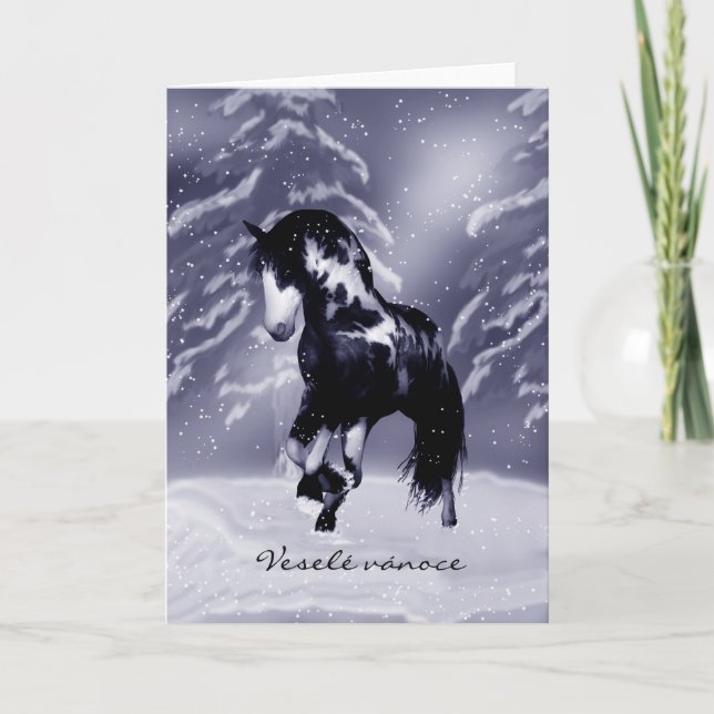 Czech Horse Christmas Card - Digital Painting - Ve (Front)
