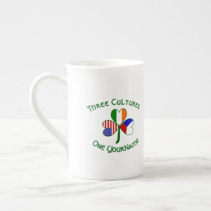 Czech Ireland USA Shamrock Flag Personalised Bone China Mug