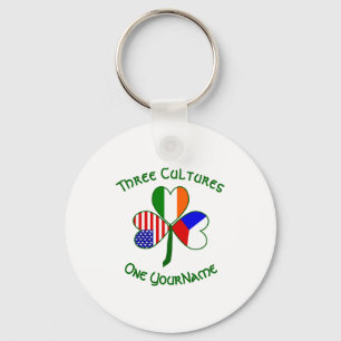 Czech Ireland Usa Shamrock Flag Personalized T Shi Key Ring