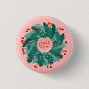 Czech Merry Christmas wreath 3 Cm Round Badge