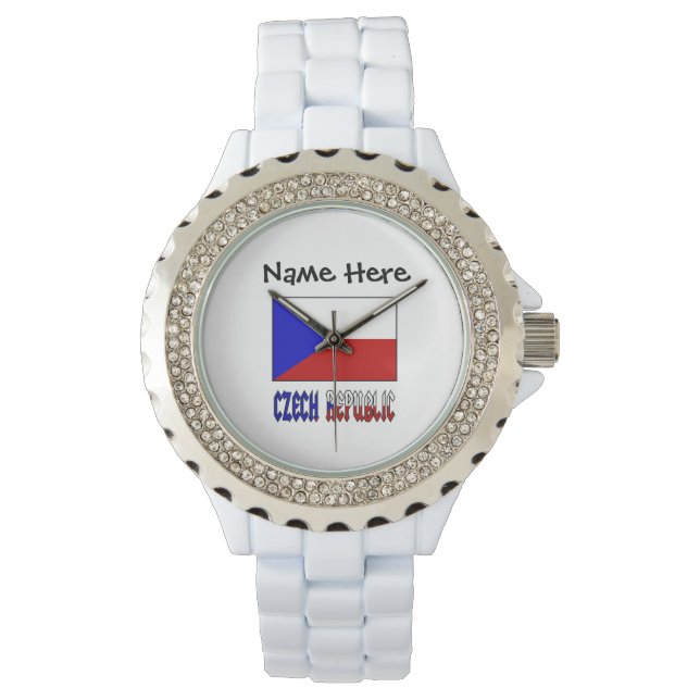 Czech Republic and Czech Flag Personalised  Watch (Front)