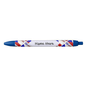 Czech Republic and Czech Flag Tiled Personalised Black Ink Pen