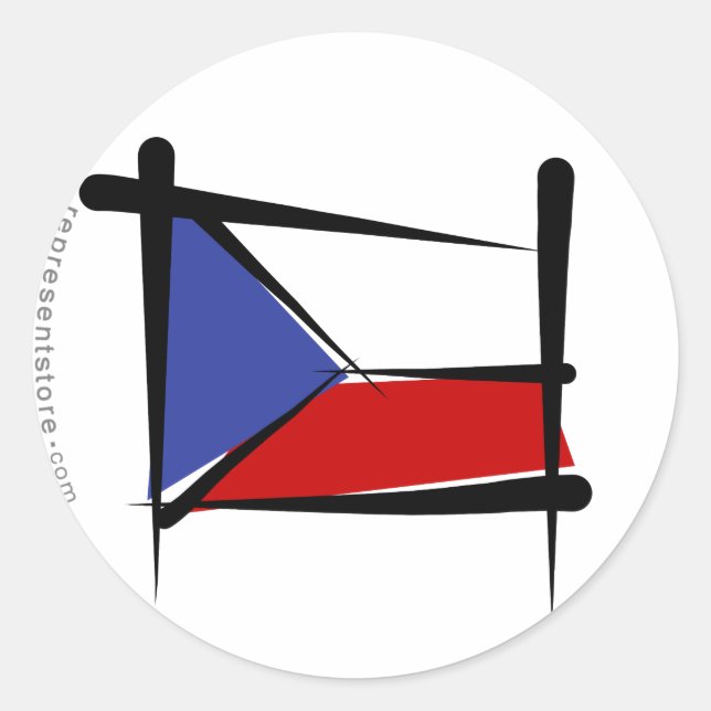 Czech Republic Brush Flag Classic Round Sticker (Front)