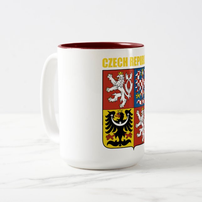 Czech Republic Coat of Arms Two-Tone Coffee Mug (Front Left)