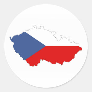 czech republic country flag map classic round sticker