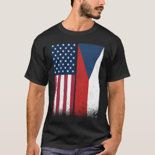 Czech Republic  Czech American Flags Proud USA T-Shirt