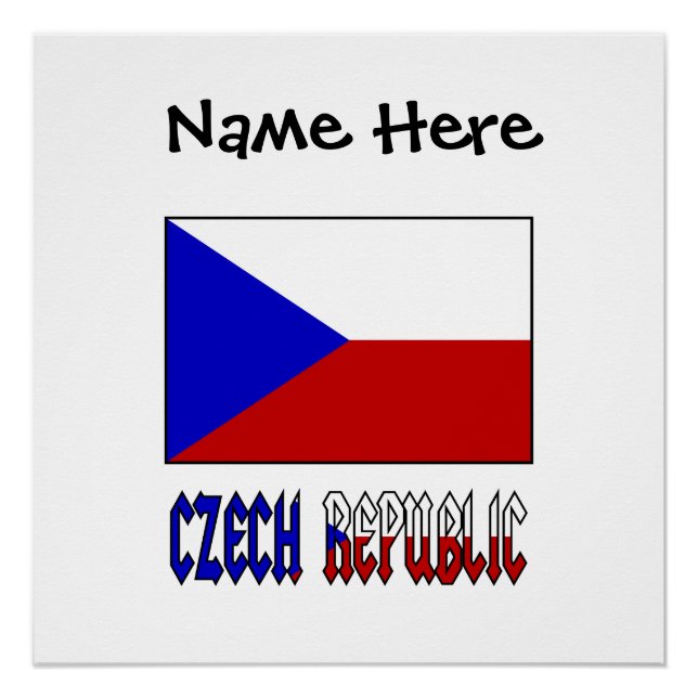 Czech Republic Czech Flag Black Personalisation  Poster (Front)