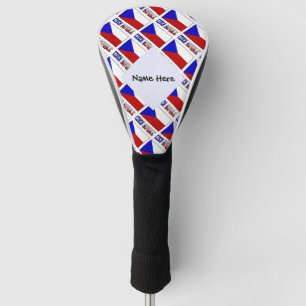 Czech Republic Czech Flag Tiled Black Personalised Golf Head Cover