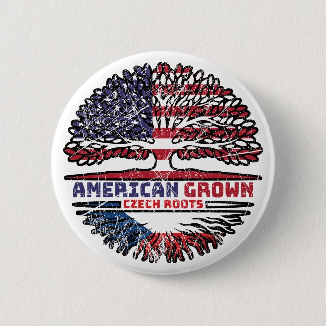Czech Republic Czech US American USA United States 6 Cm Round Badge (Front)