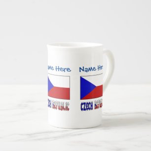 Czech Republic Czechia Flag Blue Personalisation  Bone China Mug