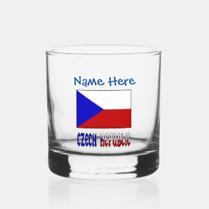 Czech Republic Czechia Flag Blue Personalisation  Whiskey Glass