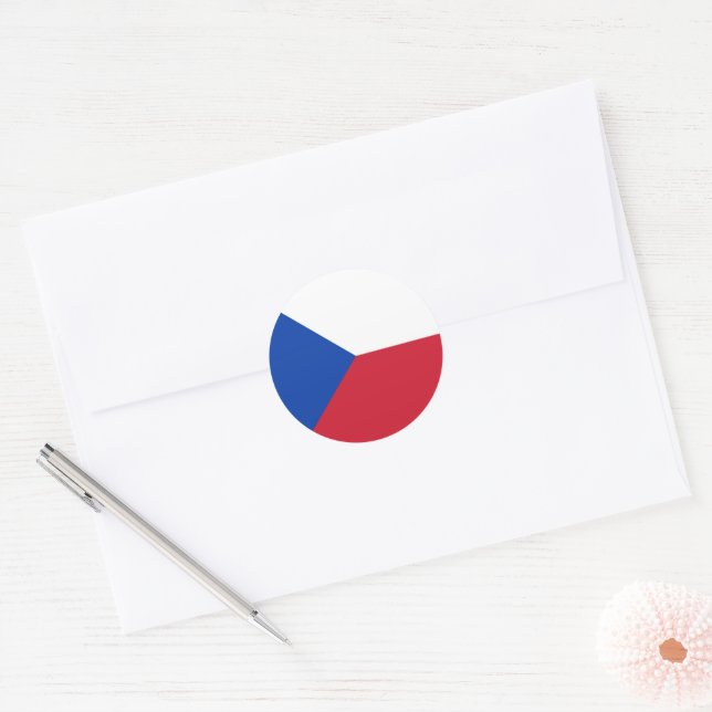 Czech Republic flag Classic Round Sticker (Envelope)