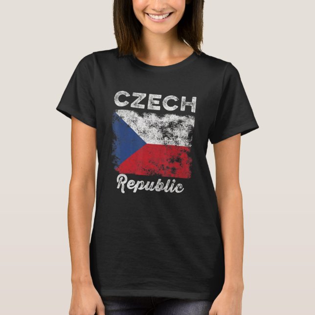 Czech Republic Flag Distressed  Men Women Kids  Cz T-Shirt (Front)