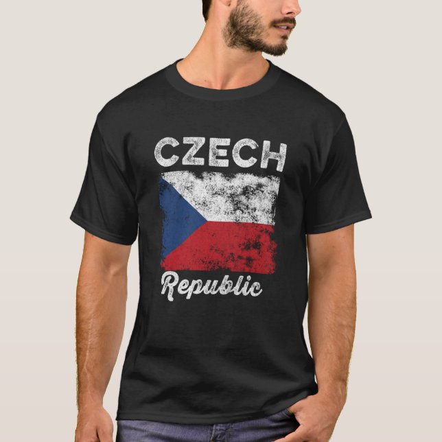 Czech Republic Flag Distressed Men Women Kids Czec T-Shirt (Front)