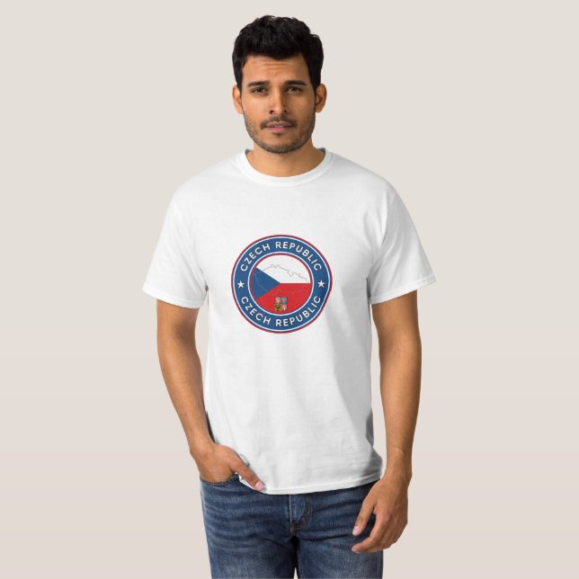 Czech Republic Flag, Map & Emblem T-Shirt (Front Full)