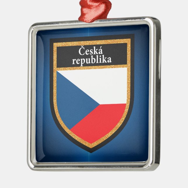 Czech Republic Flag Metal Ornament (Left)