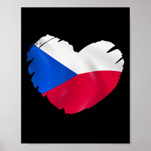 Czech Republic Flag On Shape Of Heart Czech Republ Poster