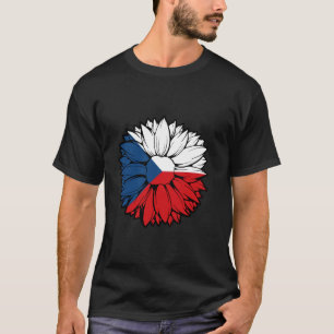 Czech Republic Flag Sunflower Ceska Czech Pride Cz T-Shirt
