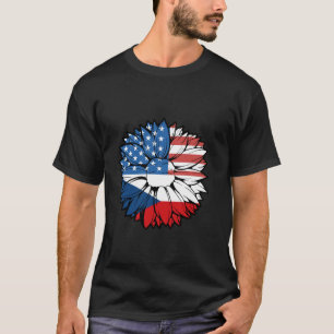 Czech Republic Flag Sunflower USA America Ceska Cz T-Shirt