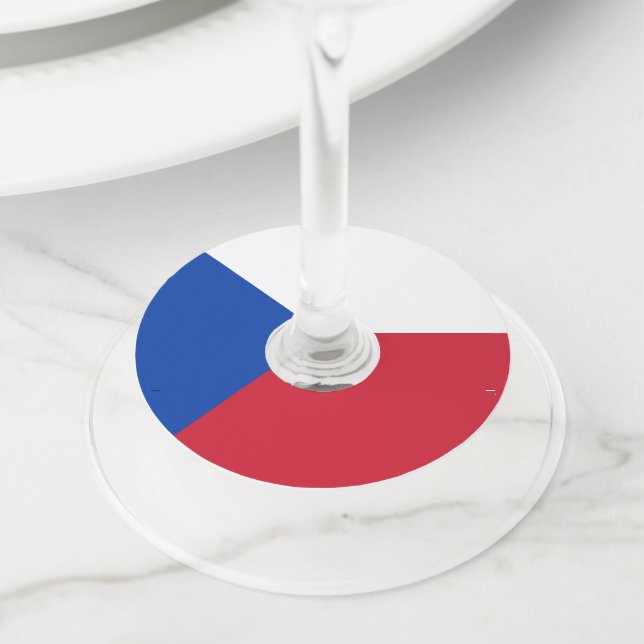 Czech Republic flag Wine Glass Tag (Close Up)