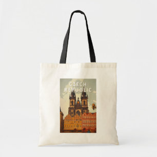 Czech Republic Illustration Travel Art Vintage Tote Bag