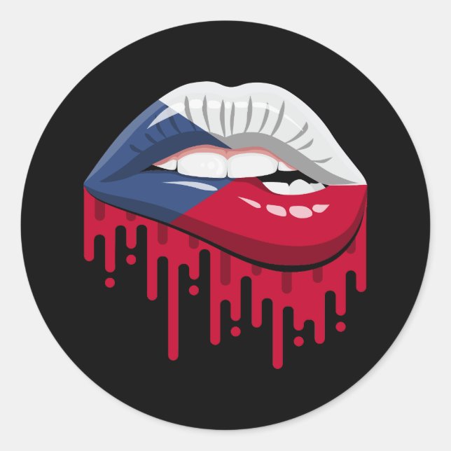 czech republic lips pride root flag classic round sticker (Front)
