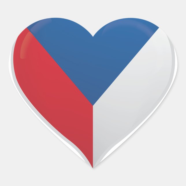 Czech Republic love flag pride heart sticker (Front)