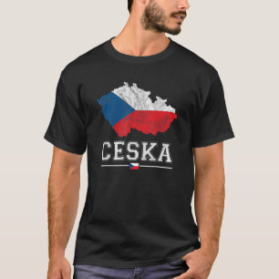 Czech Republic Map And Flag Souvenir Distressed C T-Shirt