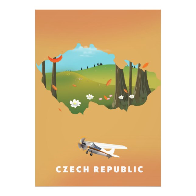 Czech republic map Illustrated print poster. (Front)
