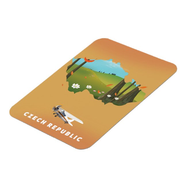 Czech republic map Illustrated print poster. Magnet (Left Side)