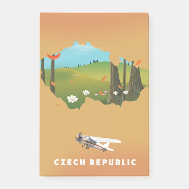 Czech republic map Illustrated print poster. Post-it Notes (Front)