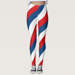 Czech republic National Flag Colours Stripped Legg Leggings