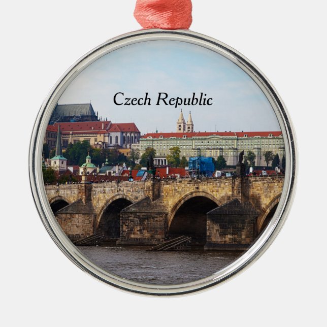 Czech Republic-Prague Castle and Charles Bridge Metal Ornament (Front)