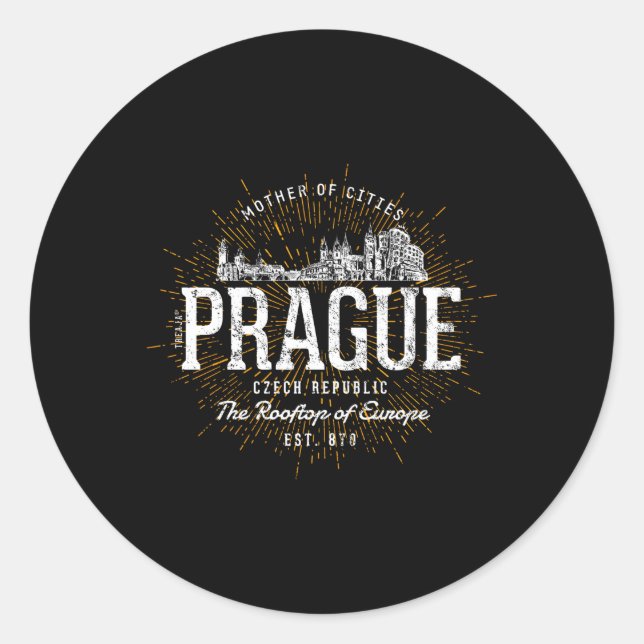 Czech Republic Prague Classic Round Sticker (Front)