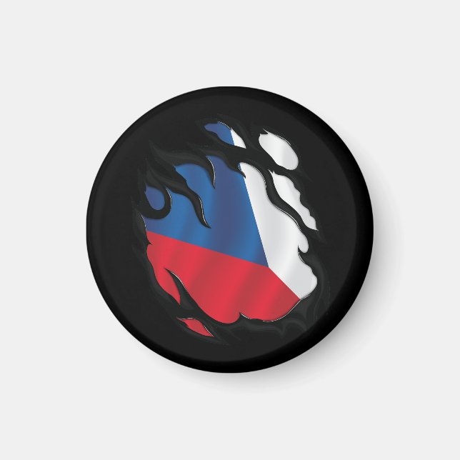 Czech Republic Ripped Flag Magnet (Front)