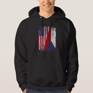CZECH REPUBLIC ROOTS Half American Flag CZECH Hoodie