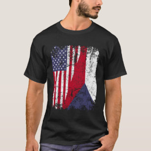 Czech Republic Roots Half American Flag Czech Repu T-Shirt