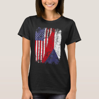 CZECH REPUBLIC ROOTS Half American Flag CZECH T-Shirt