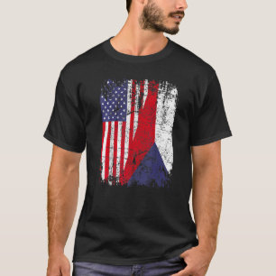 CZECH REPUBLIC ROOTS Half American Flag CZECH T-Shirt