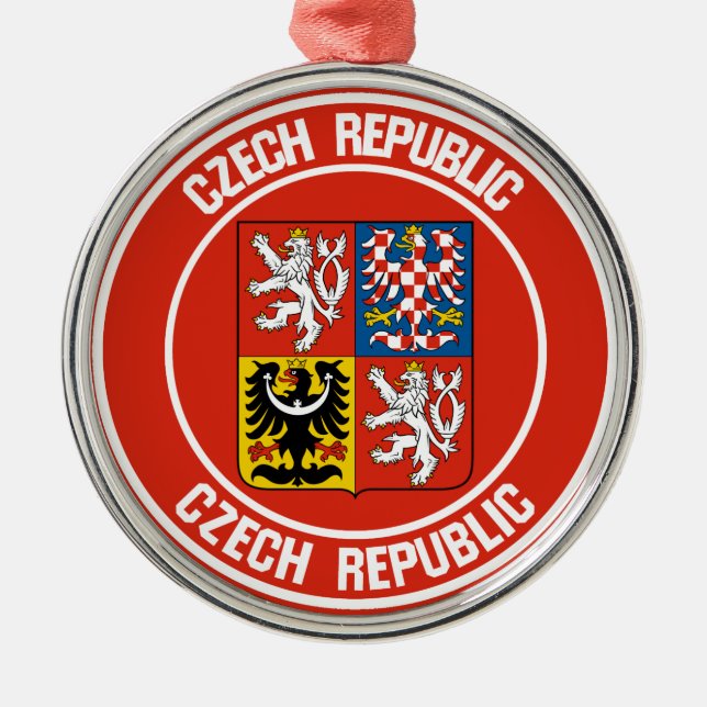 Czech Republic Round Emblem Metal Ornament (Front)