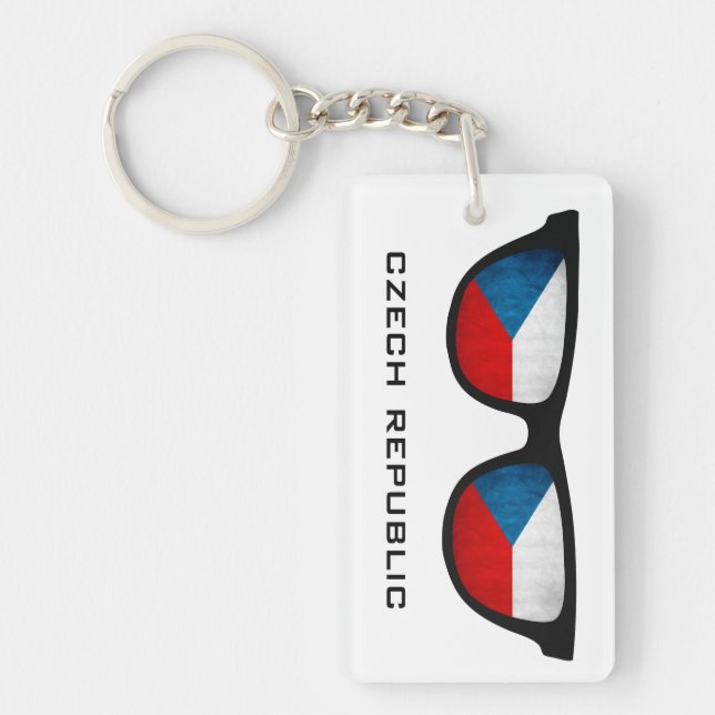 Czech Republic Shades custom text & colour keychai Key Ring (Front)