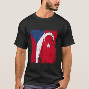 Czech Republic Turkey Half Flag Turkiye Czech Turk T-Shirt