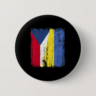 Czech Republic Ukraine Half Flag Czech Ukrainian H 6 Cm Round Badge