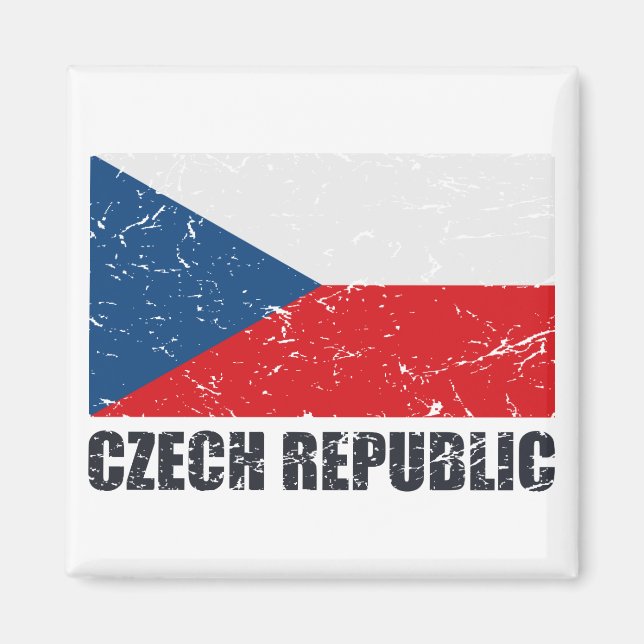 Czech Republic Vintage Flag Magnet (Front)
