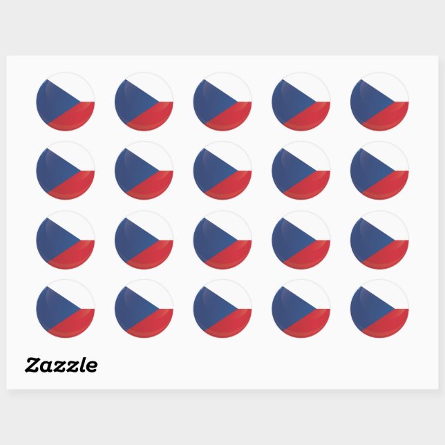 Czech  Round Icon Flag Classic Round Sticker (Sheet)