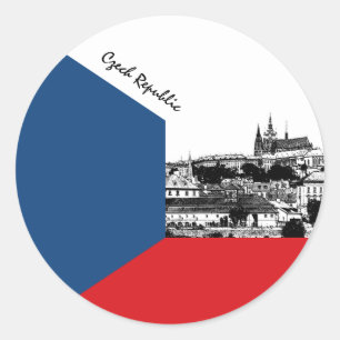 Czech Sticker, patriotic, Pragu, Czech Flag Classic Round Sticker