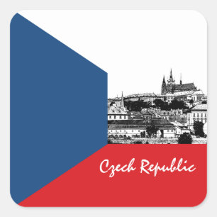 Czech Sticker, Prague, patriotic, Czech Flag Square Sticker